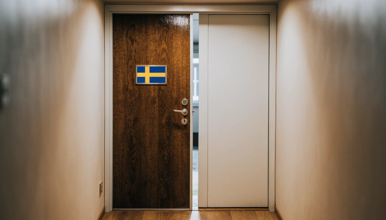 Två dörrar i en korridor symboliserar olika licenser
