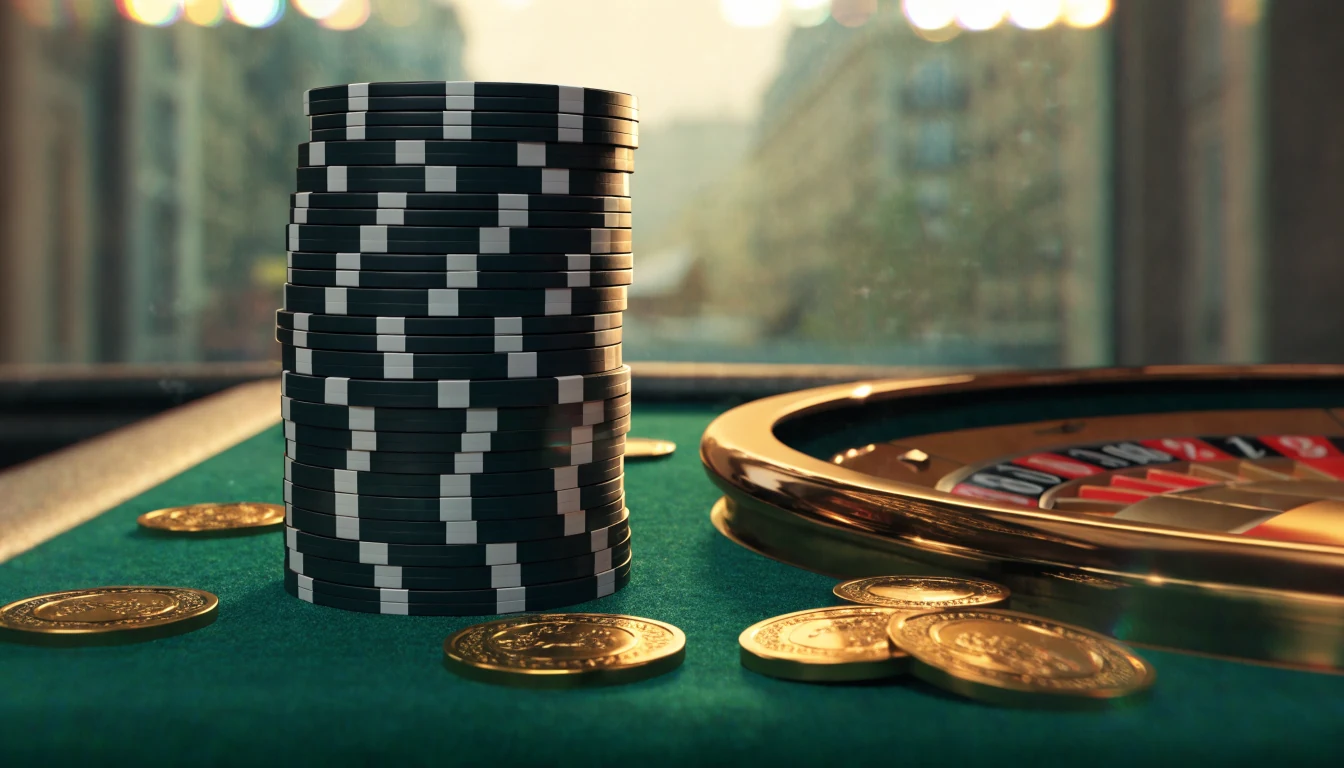 Svensk casinobonus med marker och roulettebord i guld och grönt
