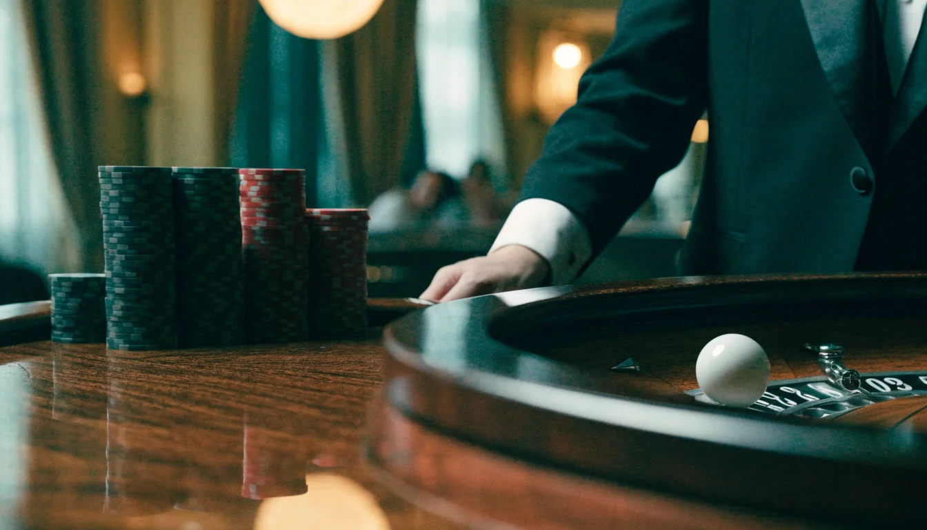Elegant casinobord med höga insatser i en lyxig svensk spelhall